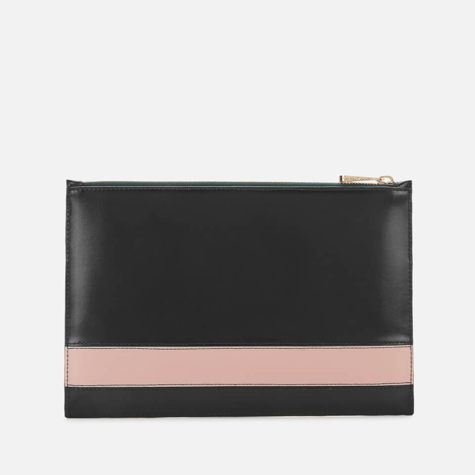 Aspinal of London Women's Essential Pouch Large - Black/Evergreen/Peony