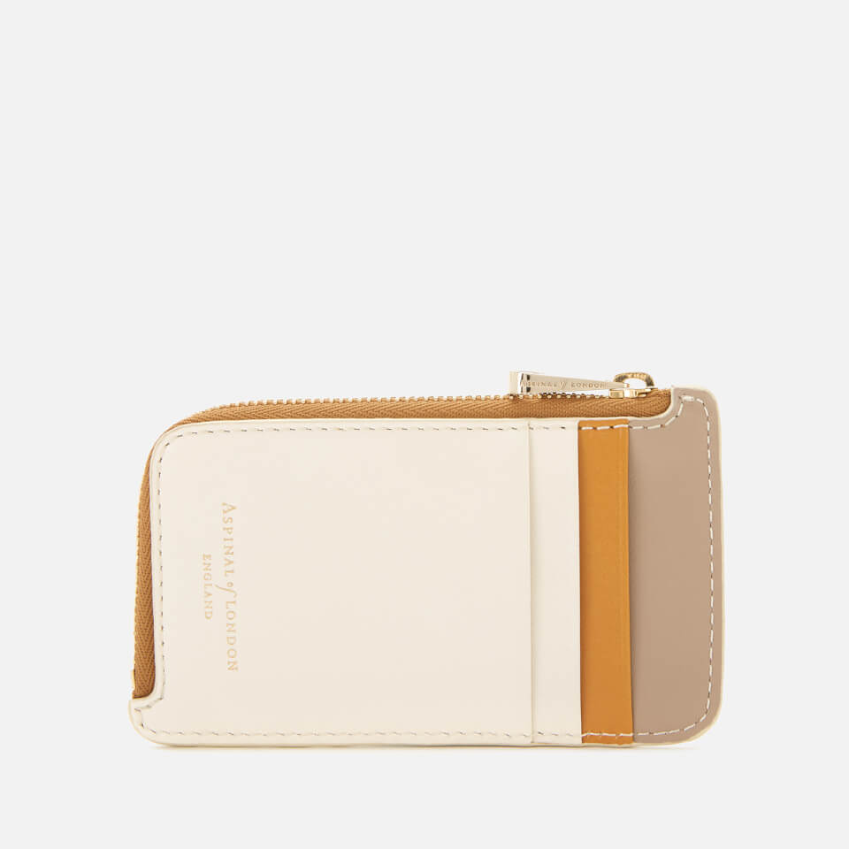 Aspinal of London Women's Small Zip Coin Purse - Ivory/Soft Taupe/Mustard