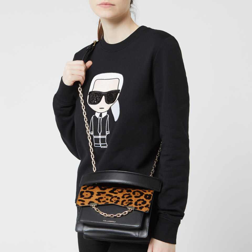 Karl Lagerfeld Women's K/Karl Seven Spec. Leopard Shoulder Bag - Black