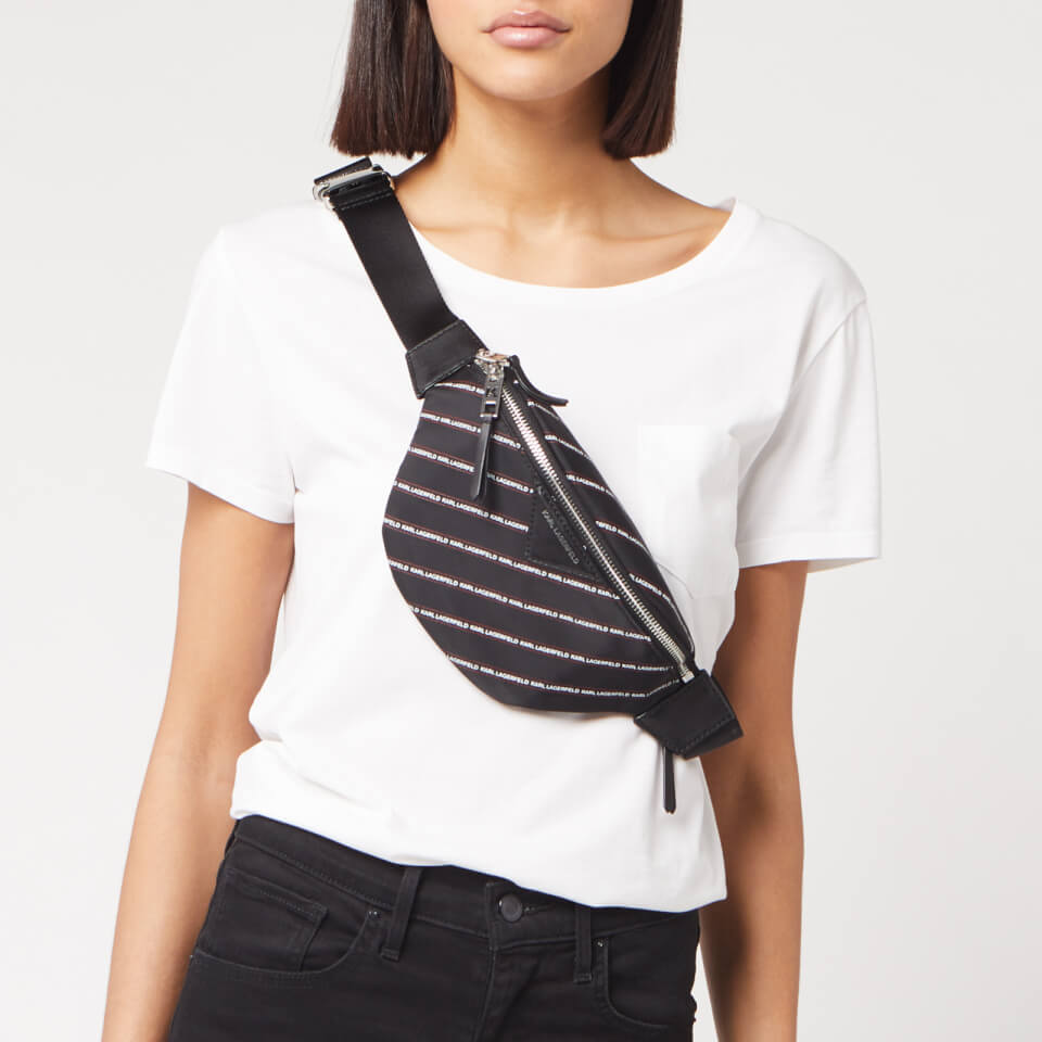 Karl Lagerfeld Women's K/Stripe Logo Nylon Bum Bag - Black