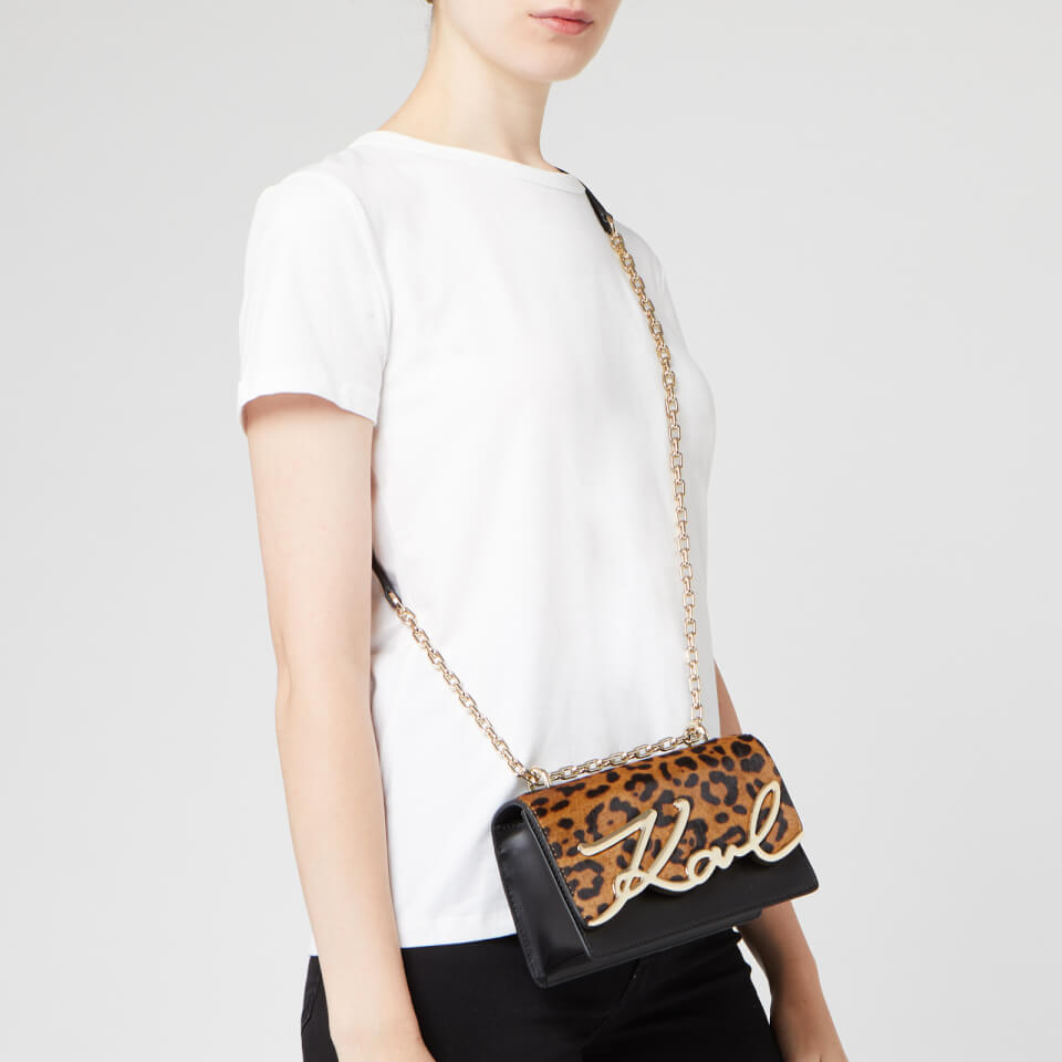 Karl Lagerfeld Women's K/Signature Spec Leopard Small Shoulder Bag - Leopard