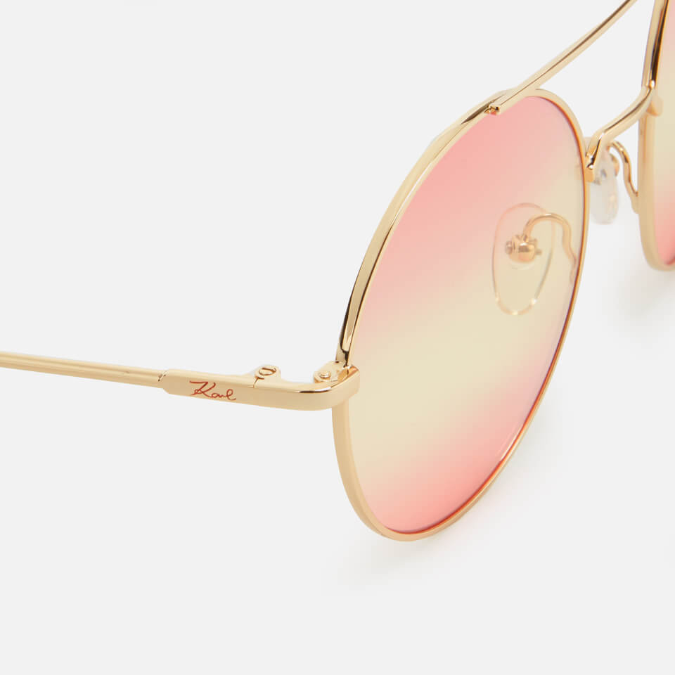 Karl Lagerfeld Women's Round Frame Sunglasses - Golden/Pink