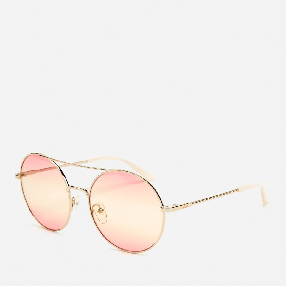 Karl Lagerfeld Women's Round Frame Sunglasses - Golden/Pink