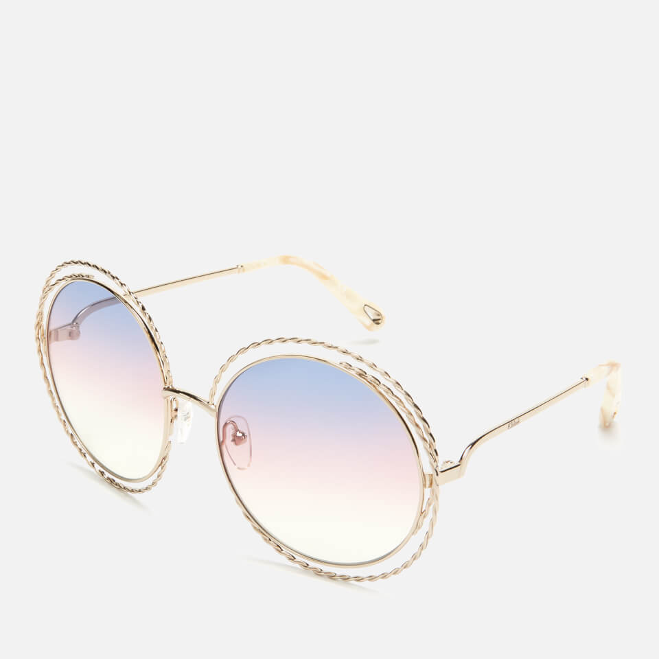 Chloé Women's Carlina Round Frame Sunglasses - Gold/Rainbow Lens