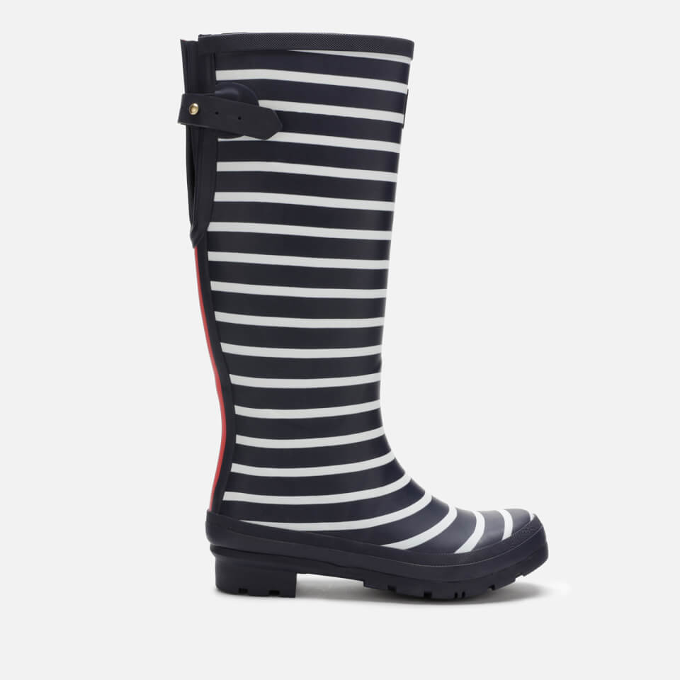 Joules Women s Welly Print Back Adjustable Tall Wellies Cream Blue Stripe Allsole