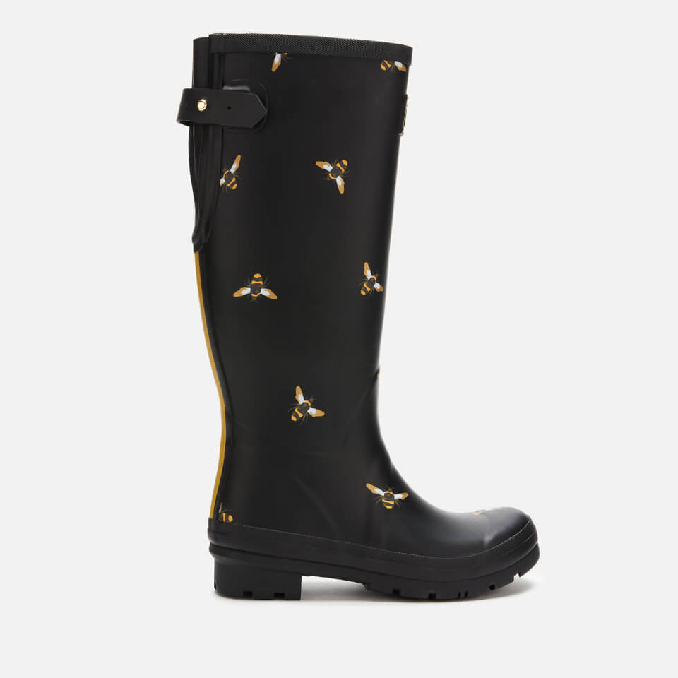 Joules Women s Welly Print Back Adjustable Tall Wellies Black Metallic Bees Allsole