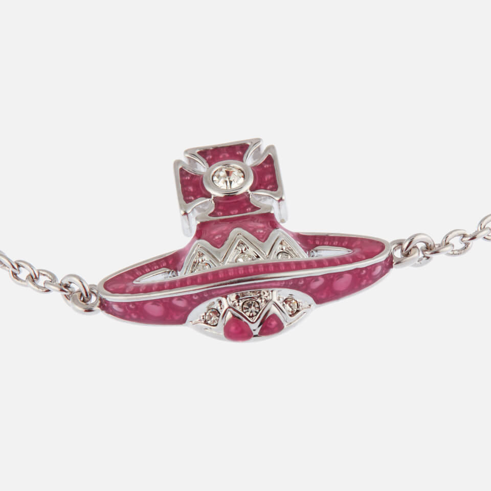 Vivienne Westwood Women's Aretha Small Bas Relief Bracelet - Rhodium Crystal Pink
