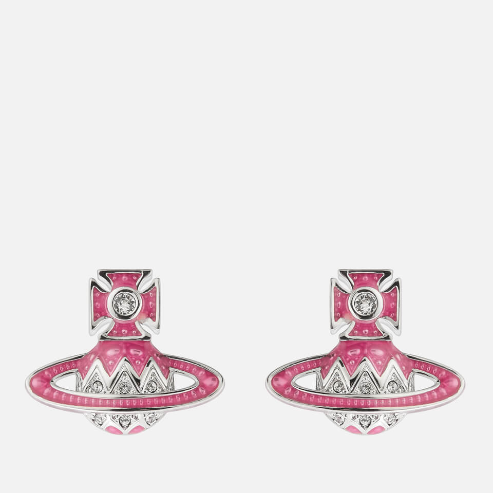 Vivienne Westwood Women's Aretha Bas Relief Earrings - Rhodium Crystal Pink