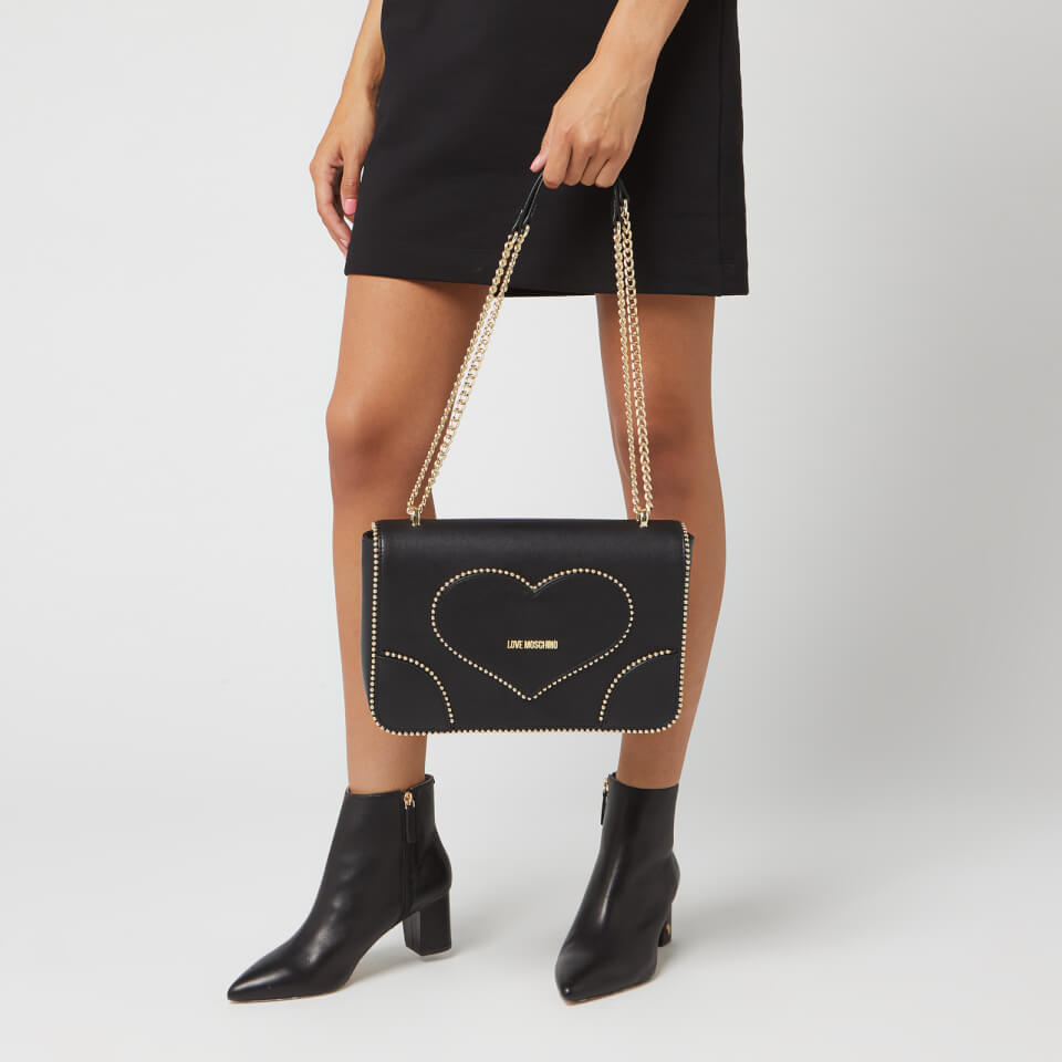 Love Moschino Women's Stud Heart Logo Bag - Black