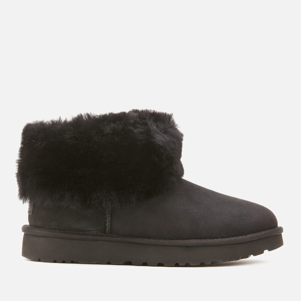 UGG Women s Classic Mini Exposed Sheepskin Boots Black Allsole