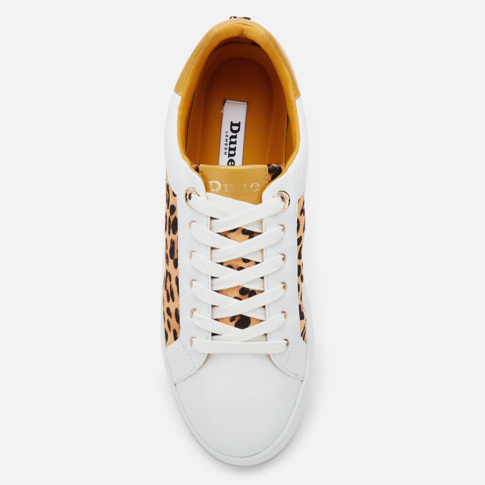 Dune Women s Ellenie S Leather Low Top Trainers Yellow Allsole