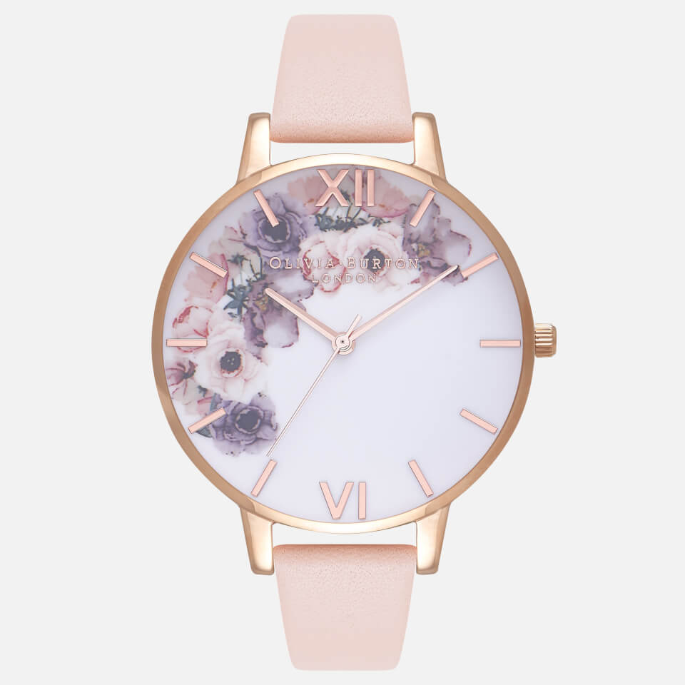 Olivia Burton Women's Watercolour Florals Watch - Nude Peach and Rose Gold