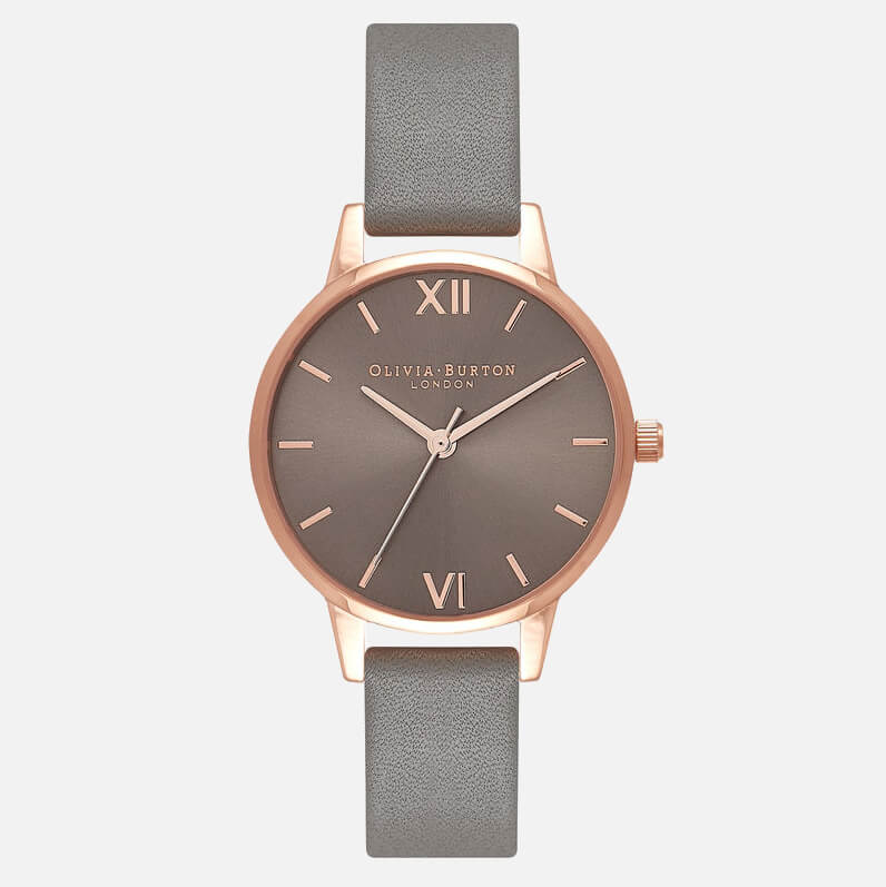 Olivia Burton Women's Midi Grey Dial Watch - Dark Grey and Rose Gold