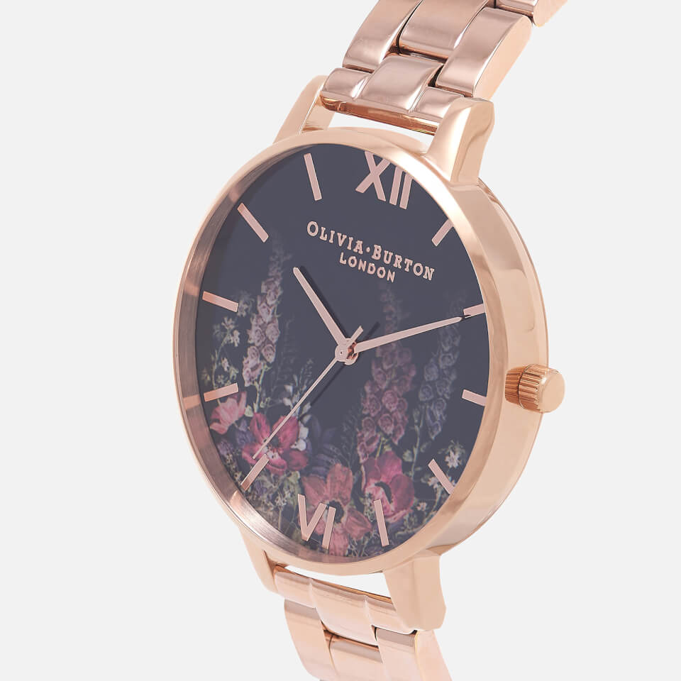 Olivia Burton Women's Dark Bouquet Watch - Rose Gold Bracelet