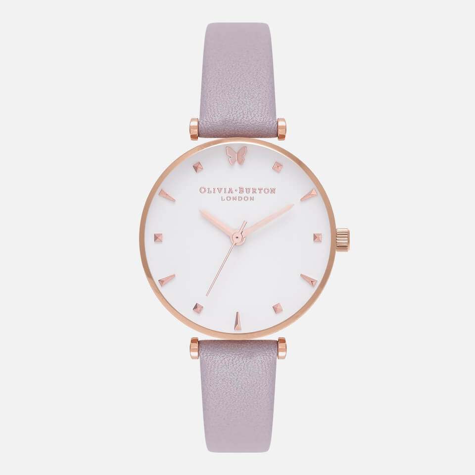 Olivia Burton Women's Social Butterfly Watch - Grey Lilac and Rose Gold