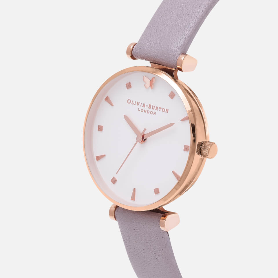 Olivia Burton Women's Social Butterfly Watch - Grey Lilac and Rose Gold