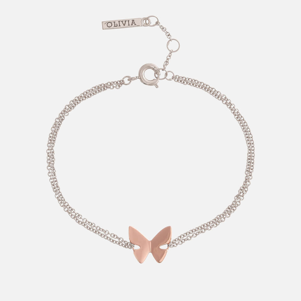 Olivia Burton Women's Social Butterfly Chain Bracelet - Silver and Rose Gold