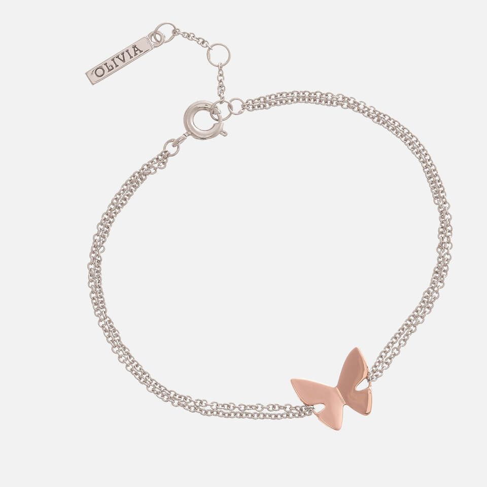 Olivia Burton Women's Social Butterfly Chain Bracelet - Silver and Rose Gold