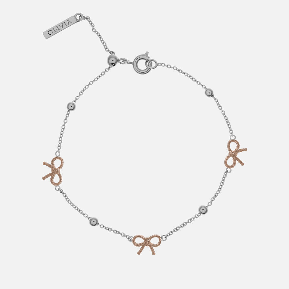 Olivia Burton Women's Vintage Bow and Ball Bracelet - Silver and Rose Gold