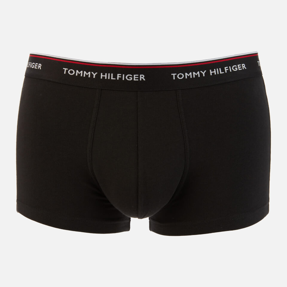 Tommy Hilfiger Men's 3 Pack Waistband Colour Trunks - Black/Botanical Garden/Rhubarb