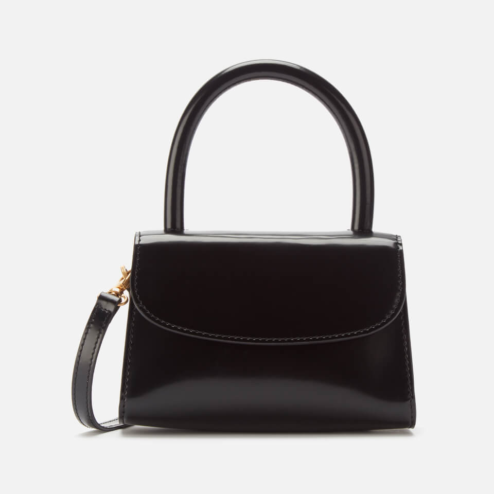 BY FAR Women s Mini Semi Patent Leather Tote Bag Black Coggles