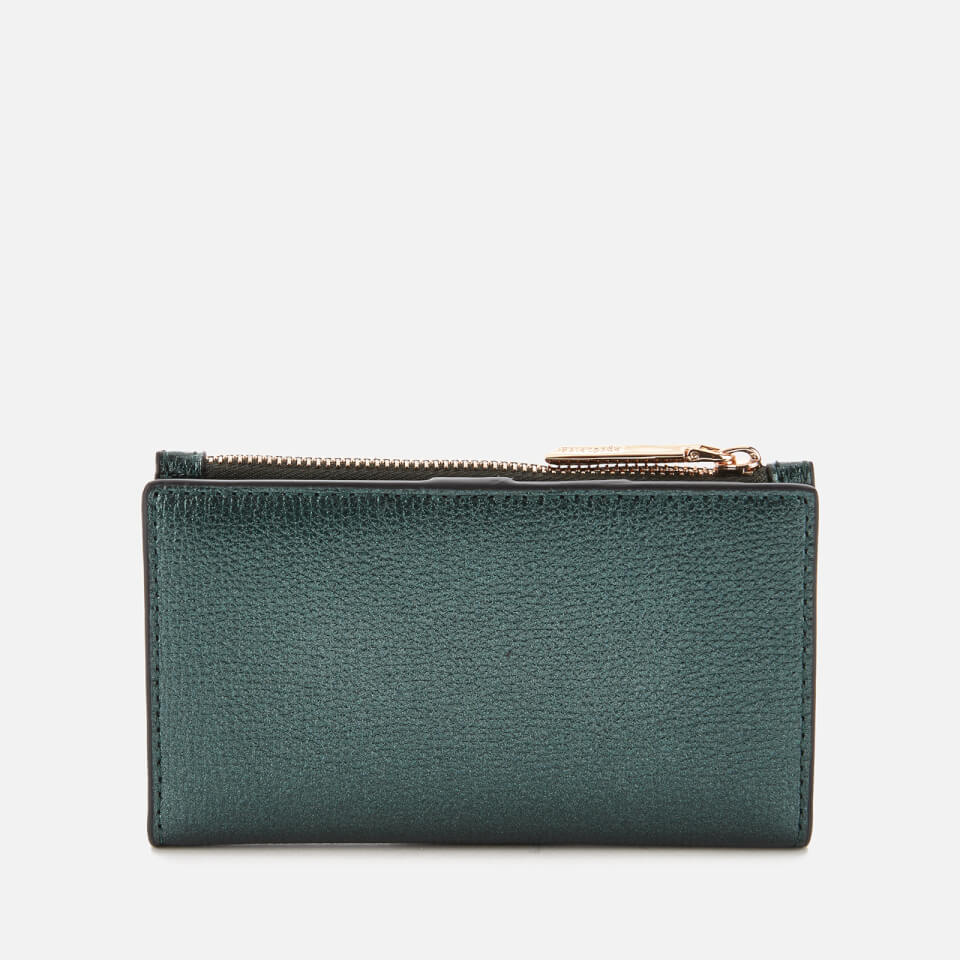 Kate Spade New York Women's Sylvia Small Slim Bifold Wallet - Deep Evergreen Metallic