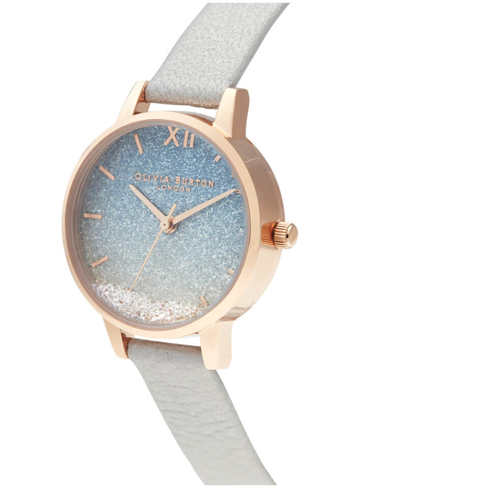 Olivia Burton Women's Wishing Wave Glitter Dial Watch - Shimmer Pearl/Rose Gold