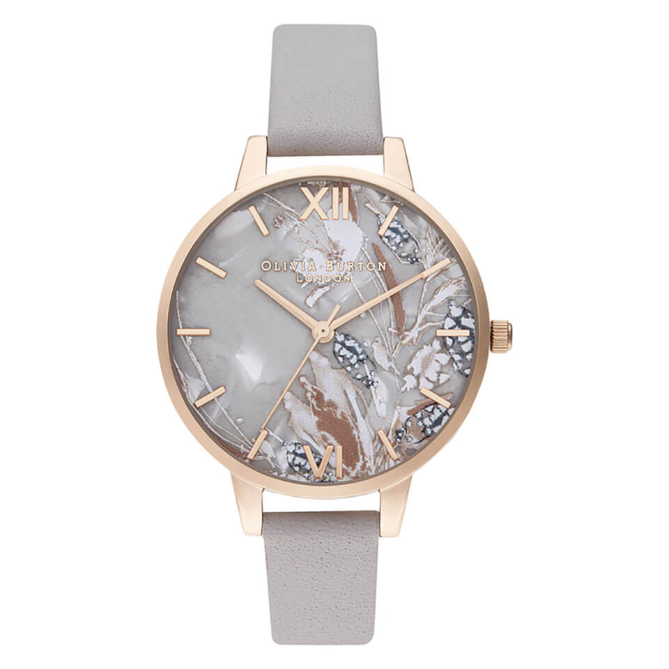 Olivia Burton Women's Abstract Floral Watch - Grey Lilac/Rose Gold