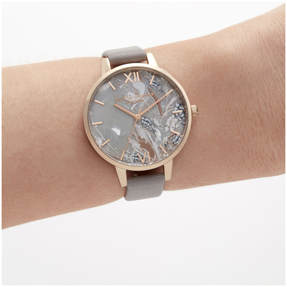 Olivia Burton Women's Abstract Floral Watch - Grey Lilac/Rose Gold