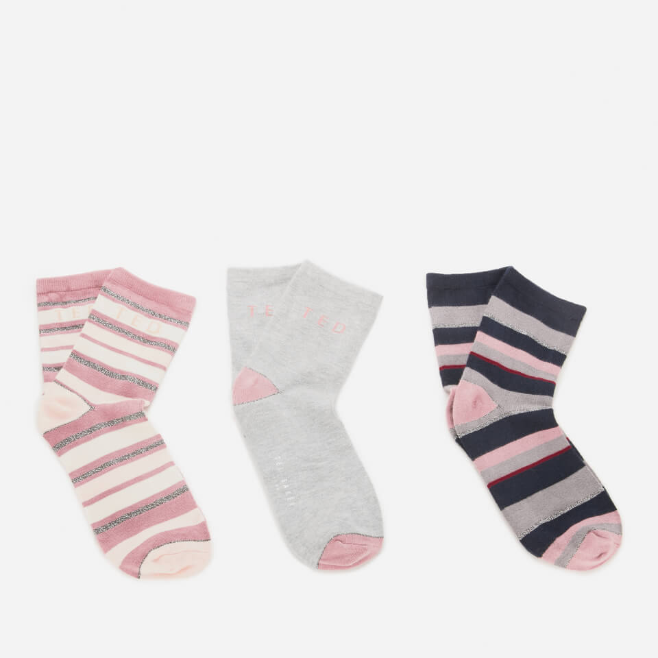 Ted Baker Women's Melpa Scripted Branded Triple Socks - Light Grey