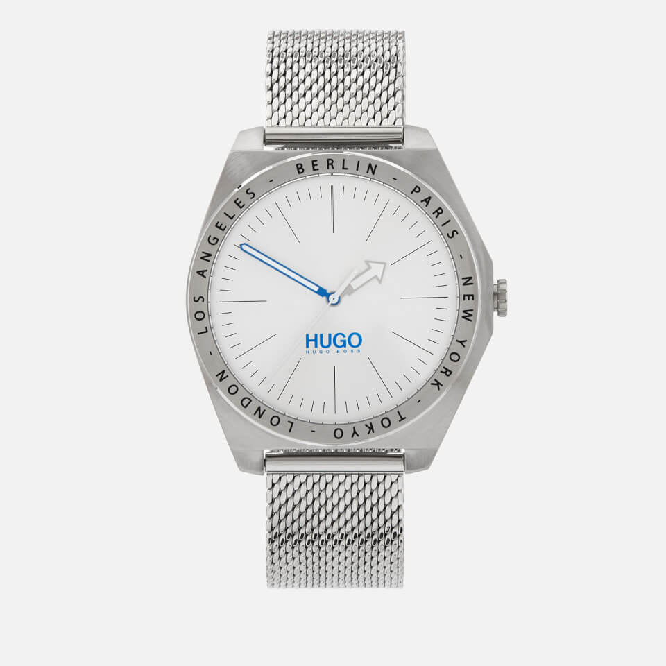 HUGO Men's Act Mesh Strap Watch - Silver