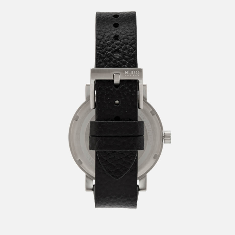 HUGO Men's Rase Leather Strap Watch - Black