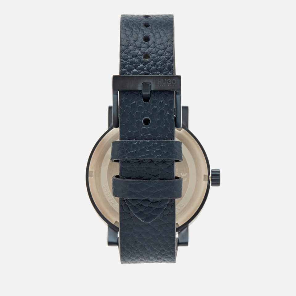HUGO Men's Rase Leather Strap Watch - Blue