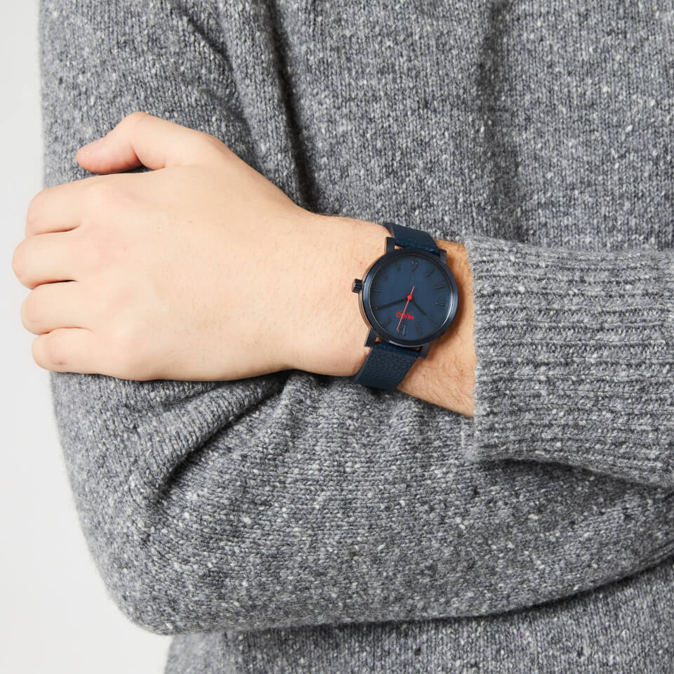 HUGO Men's Rase Leather Strap Watch - Blue