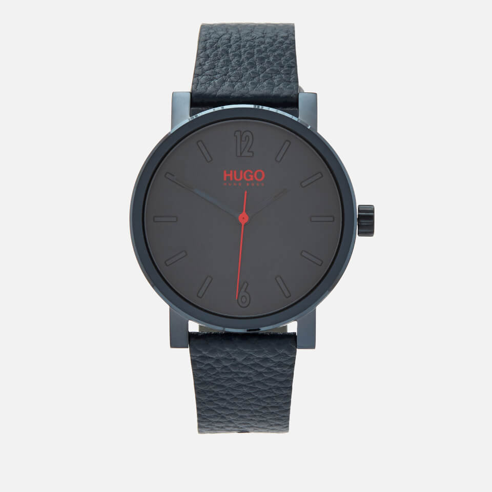 HUGO Men's Rase Leather Strap Watch - Blue