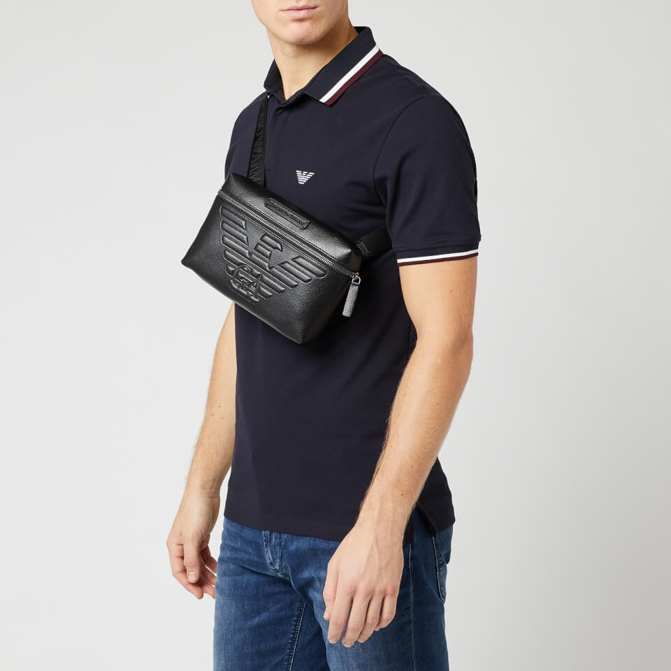 Emporio Armani Men's Leather Bum Bag - Black