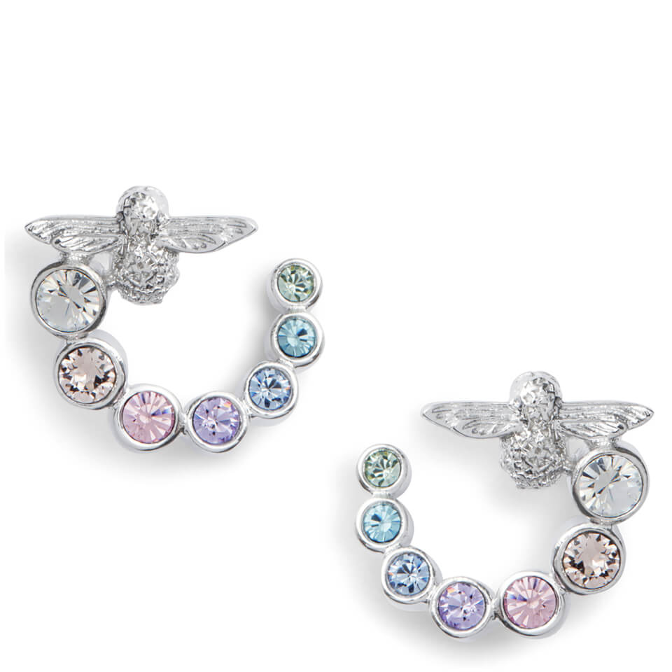 Olivia Burton Women's Rainbow Swirl Bee Hoop Earrings - Silver