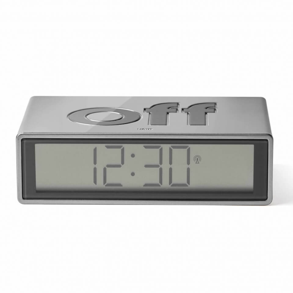 Lexon FLIP+ Alarm Clock - Glossy Aluminium