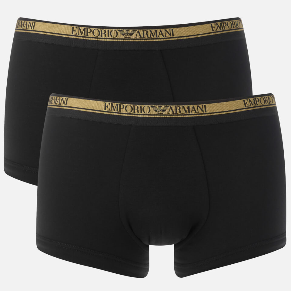 Emporio Armani Men's 2 Pack Trunk Boxer Shorts - Black/Black