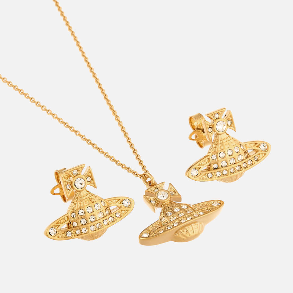Vivienne Westwood Women's Minnie Bas Relief Pendant and Earrings Giftset - Gold Crystal