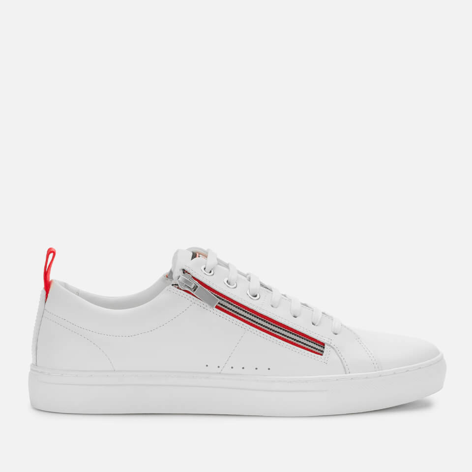 HUGO Men s Futurism Tenn Leather Low Top Trainers White Allsole