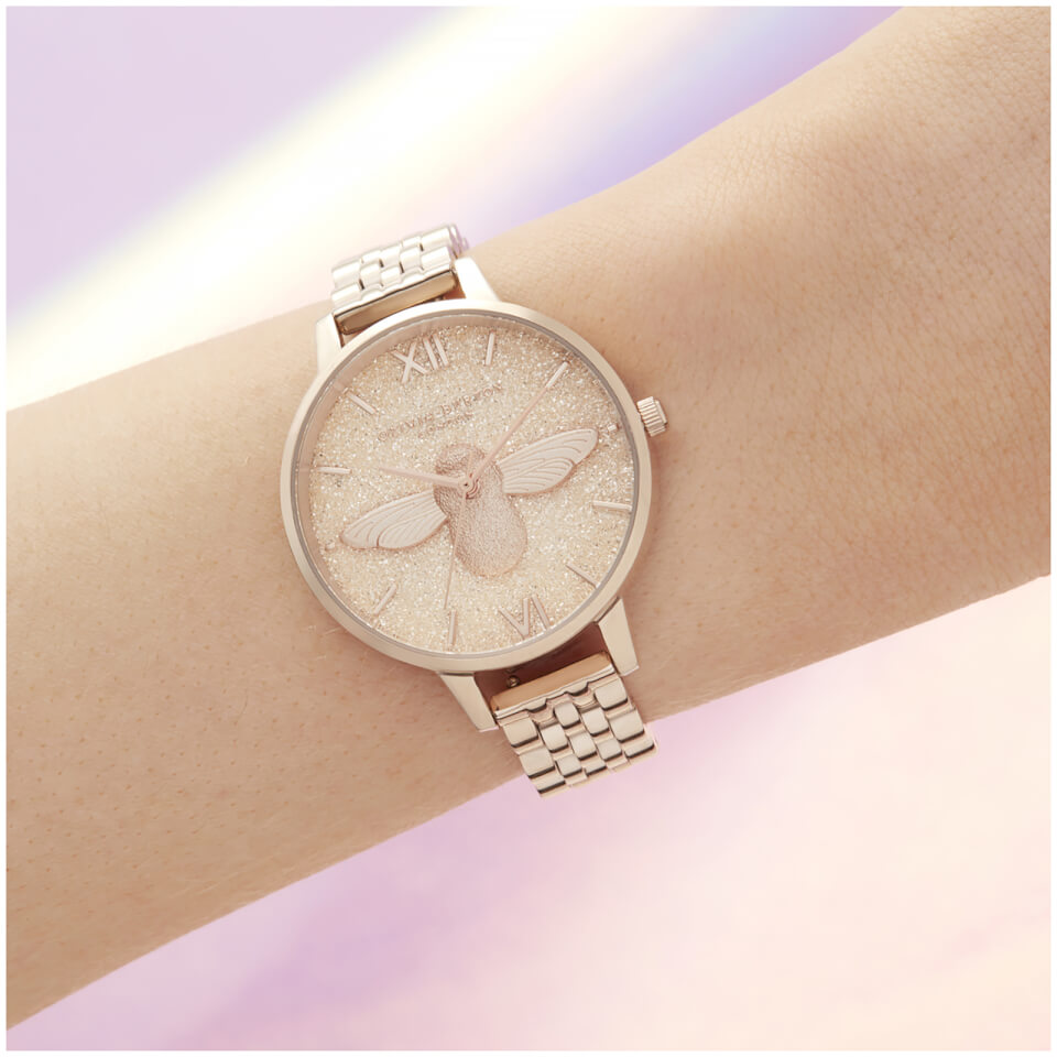 Olivia Burton Women's Glitter Dial Bracelet Watch - Pale Rose Gold