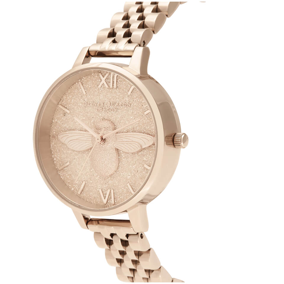 Olivia Burton Women's Glitter Dial Bracelet Watch - Pale Rose Gold
