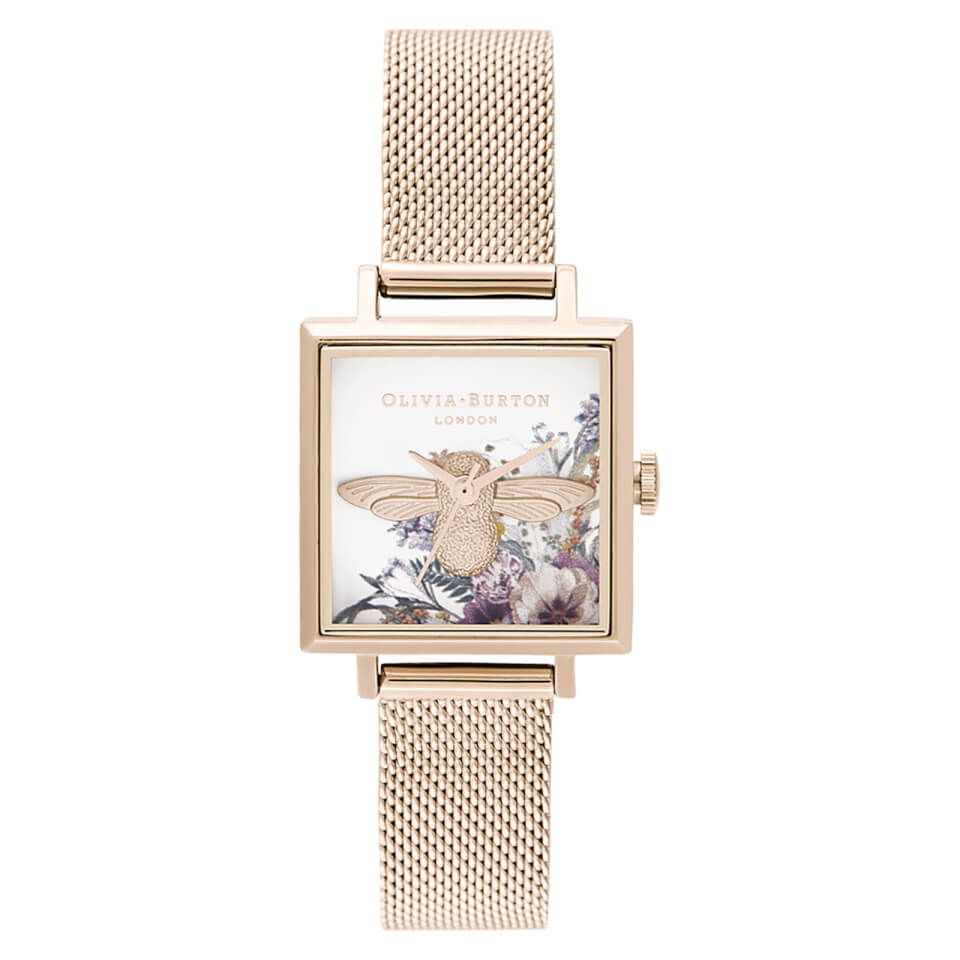 Olivia Burton Women's Enchanted Garden Square Dial Watch - Pale Rose Gold