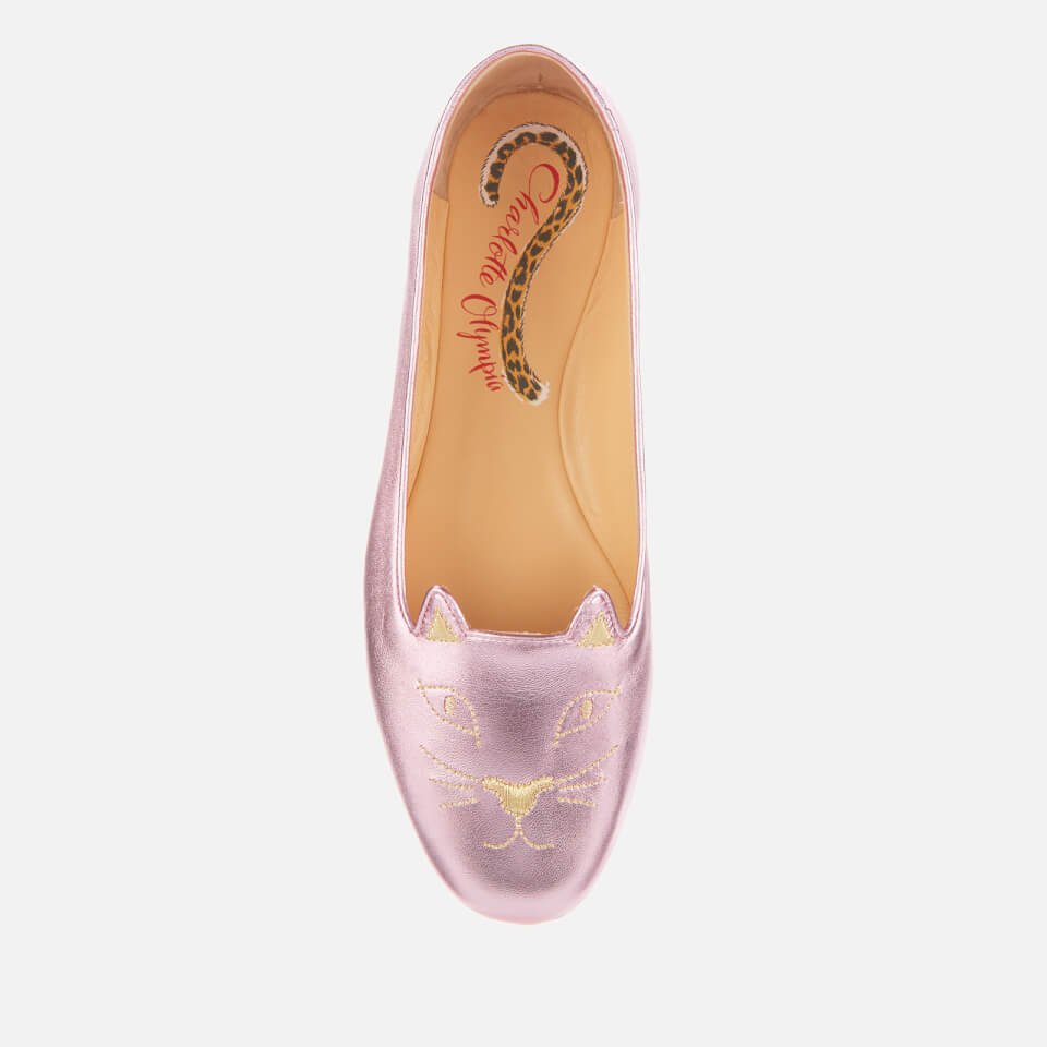 Charlotte Olympia Women's Metallic Kitty Flats - Pink - UK 3