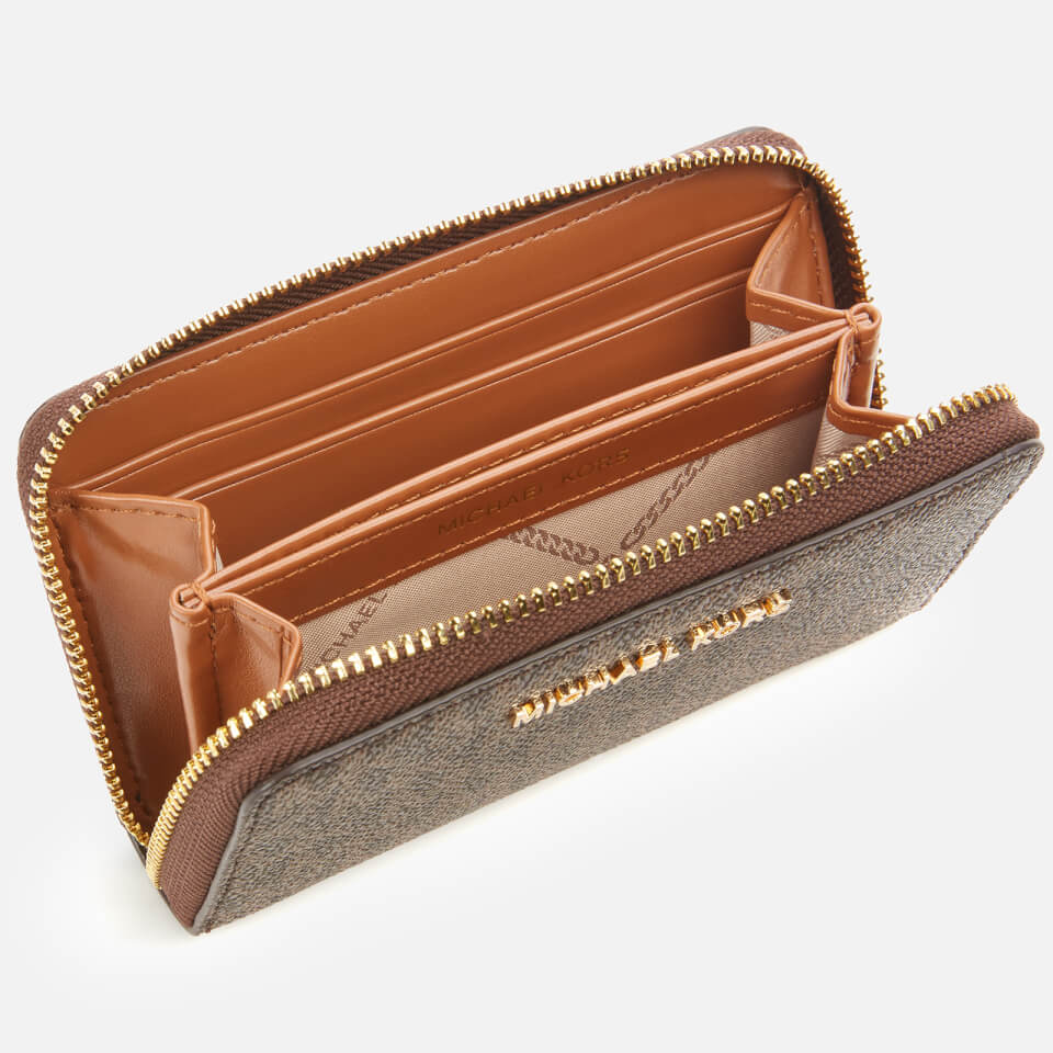 MICHAEL Michael Kors Women s Jet Set Small Zip Around Wallet Brn Acorn