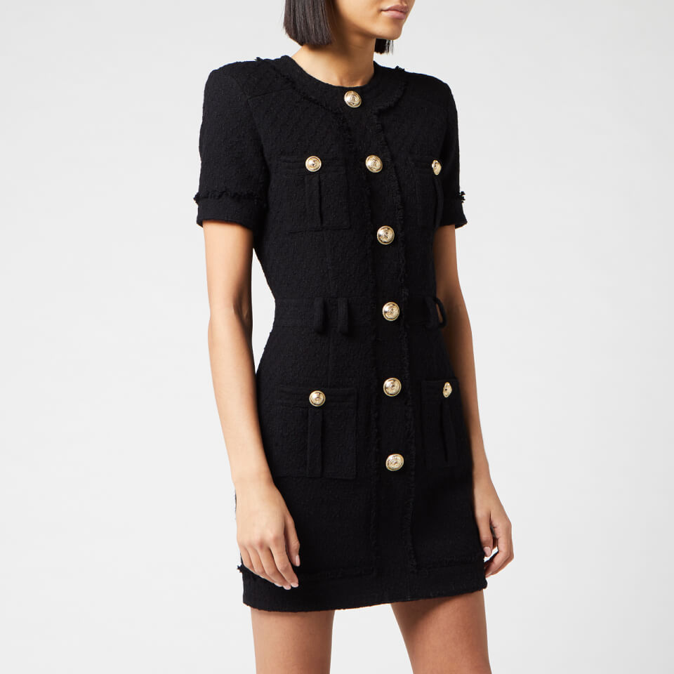 Balmain black dress gold buttons shop
