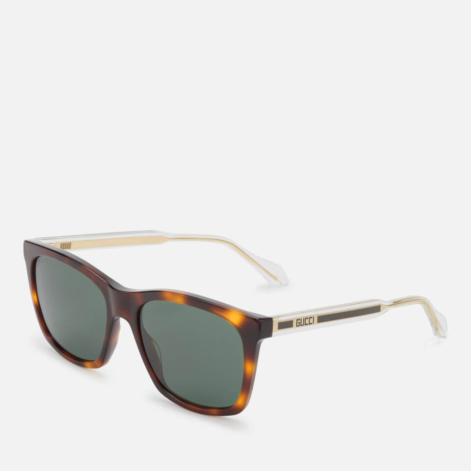 Gucci Men's Acetate Square Frame Sunglasses - Havana/Crystal/Green