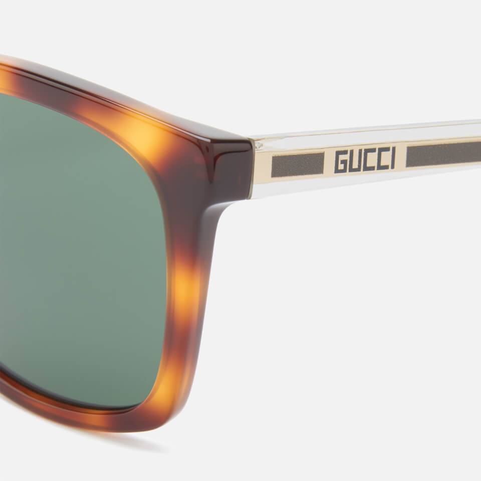 Gucci Men's Acetate Square Frame Sunglasses - Havana/Crystal/Green