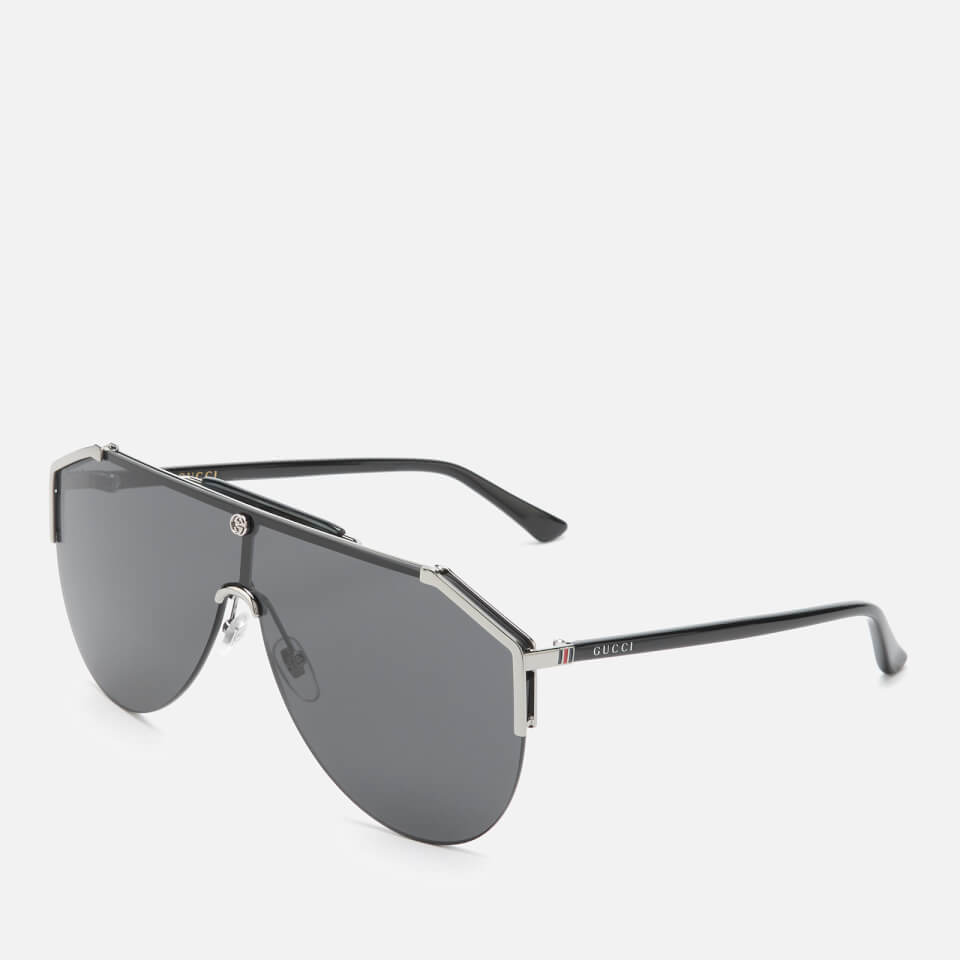 Gucci Men's Mask Sunglasses - Ruthenium/Black/Grey